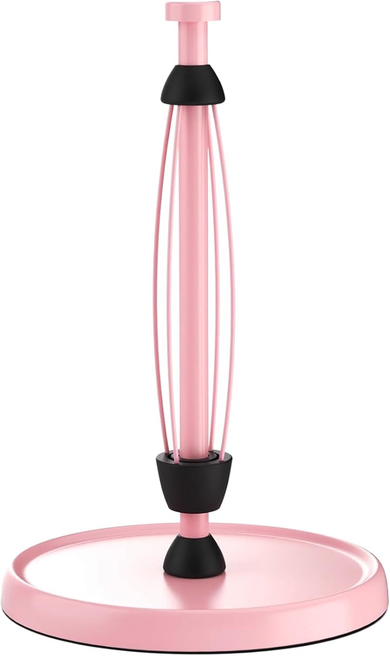 Swaitee Pink Paper Towel Holder Countertop, Pink Kitchen Accessories Decor, Stainless Steel, Weighted Base, Paper Towel Roll Holder Stand with Ratchet Mechanism for Kitchen Bathroom Farmhouse Essentials - Image 1